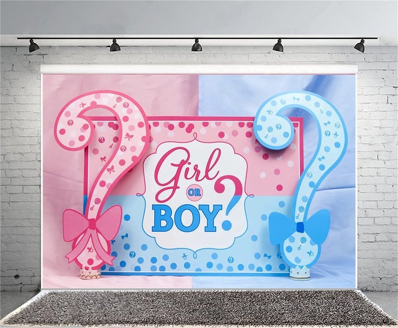 AOFOTO 5x3ft Girl or Boy Gender Reveal Backdrop Baby Shower Party Decoration Photography Background Boy or Girl Banner Pregnancy Announcement Photo Studio Props Photobooth Wallpaper - Image 3
